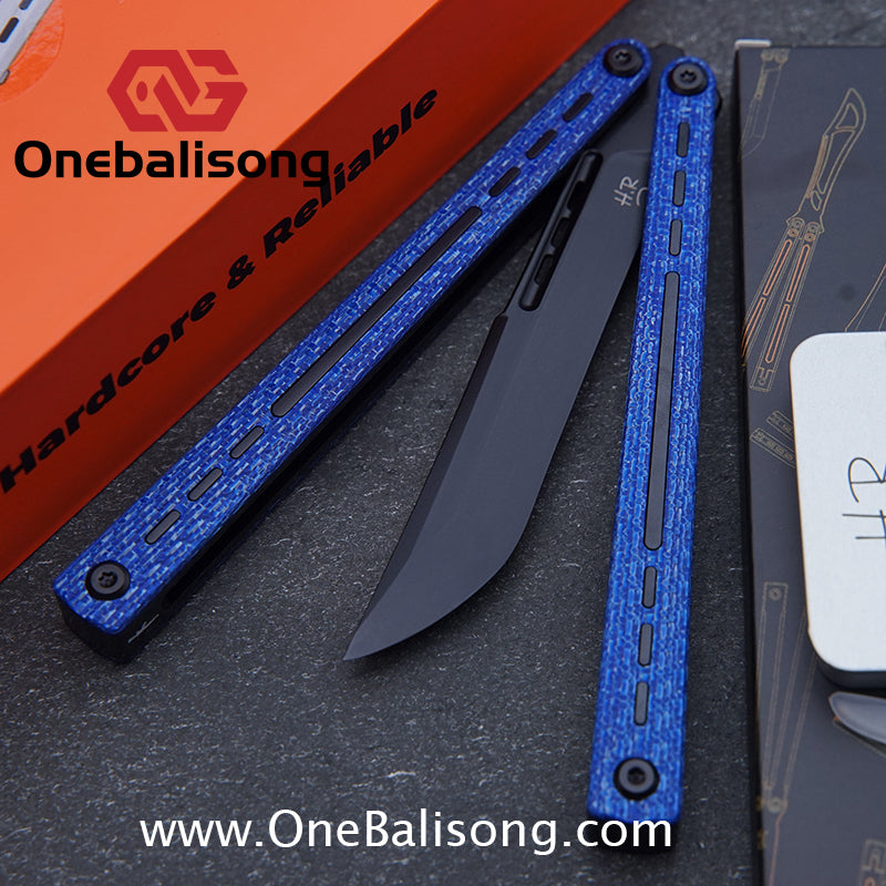 HR H01M Balisong 7075 Aluminium Alloy Integrated lining+Patch Handle 14c28n Stainless Steel Blade Bushing