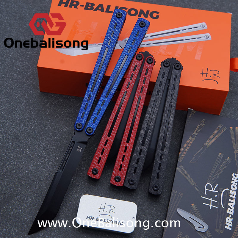 HR H01M Balisong 7075 Aluminium Alloy Integrated lining+Patch Handle 14c28n Stainless Steel Blade Bushing