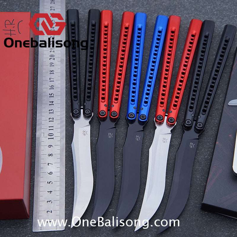 HR DOOM Balisong Aluminum Alloy Handle 14c28n Stainless Steel Blade Bushing