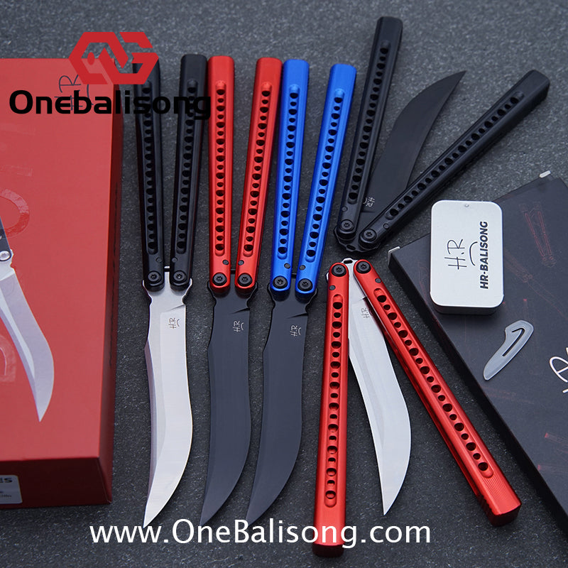 HR DOOM Balisong Aluminum Alloy Handle 14c28n Stainless Steel Blade Bushing