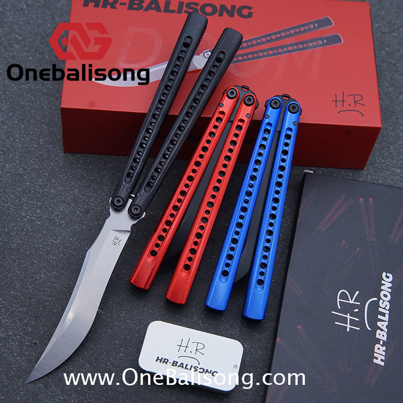 HR DOOM Balisong Aluminum Alloy Handle 14c28n Stainless Steel Blade Bushing