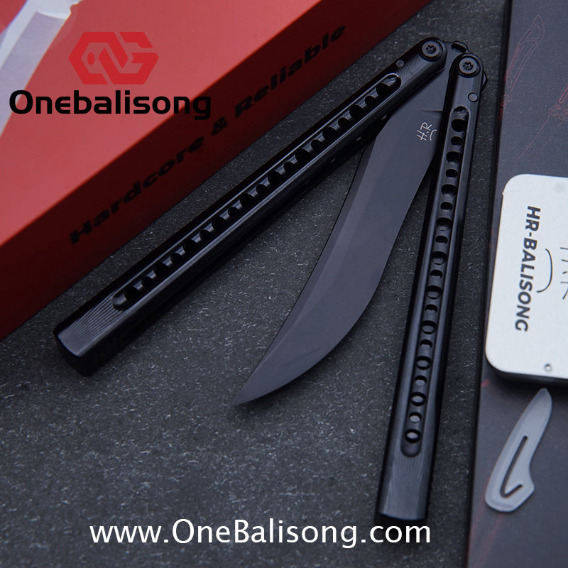HR DOOM Balisong Aluminum Alloy Handle 14c28n Stainless Steel Blade Bushing