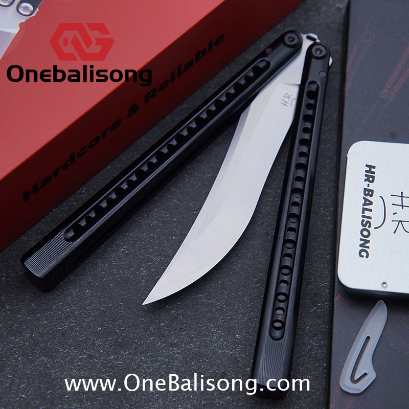 HR DOOM Balisong Aluminum Alloy Handle 14c28n Stainless Steel Blade Bushing