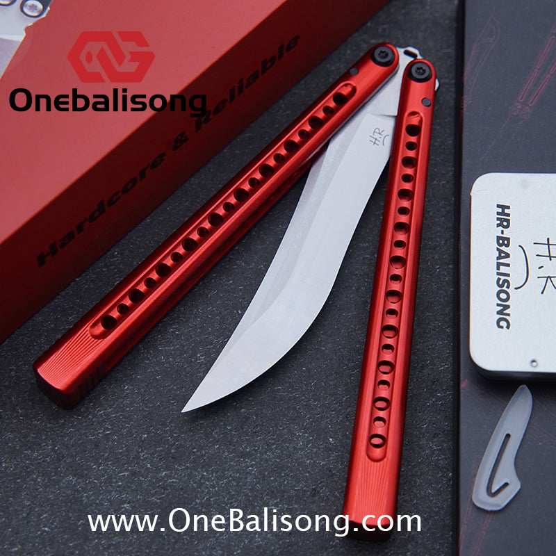 HR DOOM Balisong Aluminum Alloy Handle 14c28n Stainless Steel Blade Bushing