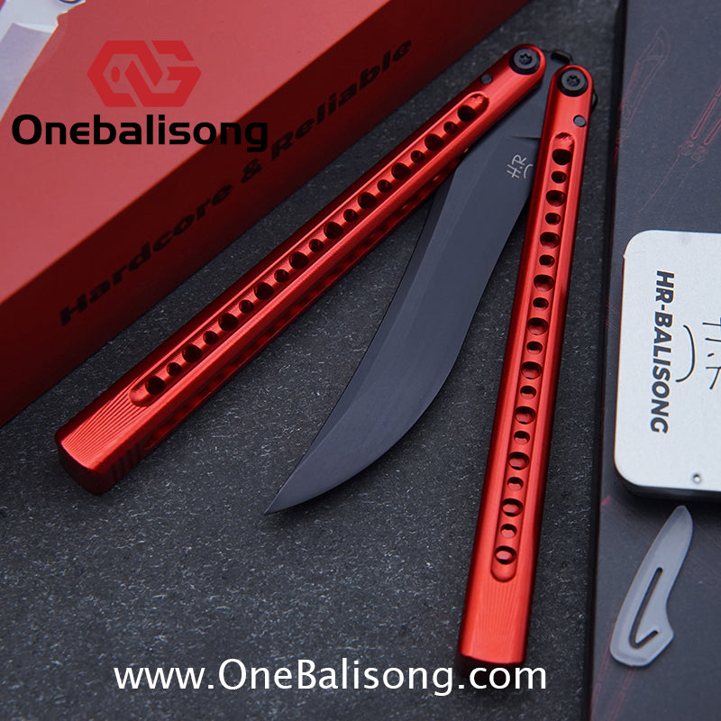 HR DOOM Balisong Aluminum Alloy Handle 14c28n Stainless Steel Blade Bushing