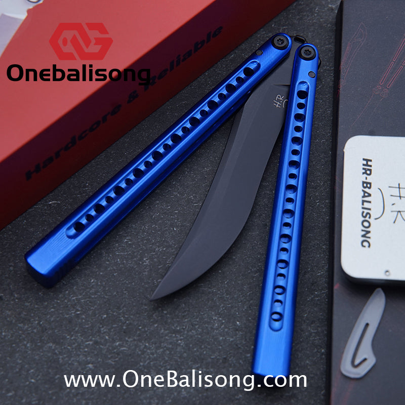 HR DOOM Balisong Aluminum Alloy Handle 14c28n Stainless Steel Blade Bushing