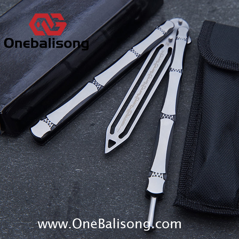 Bamboo Joint Balisong Black and brushed dual color bamboo handle with mortise and tenon structure Handle Stainless steel Blade