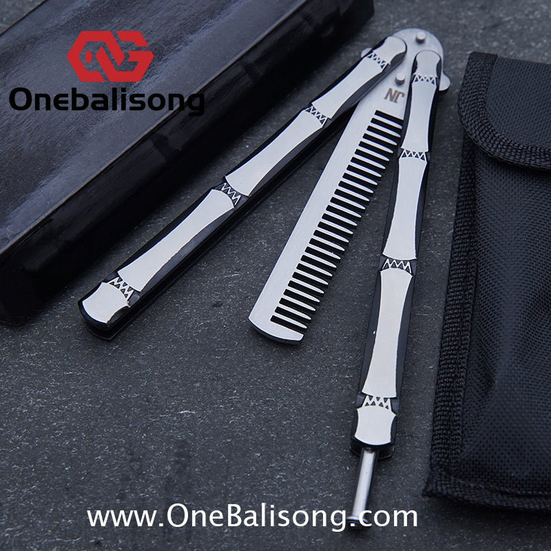 Bamboo Joint Balisong Black and brushed dual color bamboo handle with mortise and tenon structure Handle Stainless steel Blade