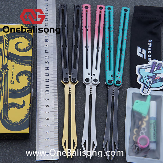 ARMED SHARK Tuning Fork Steel Kraken V3 Balisong Clone 3CR13 Stainless Steel Handle Tuning Fork/Stainless Steel Blade Bushings