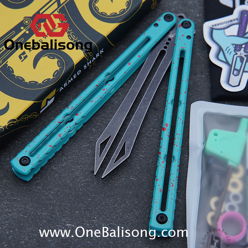 ARMED SHARK Tuning Fork Steel Kraken V3 Balisong Clone 3CR13 Stainless Steel Handle Tuning Fork/Stainless Steel Blade Bushings