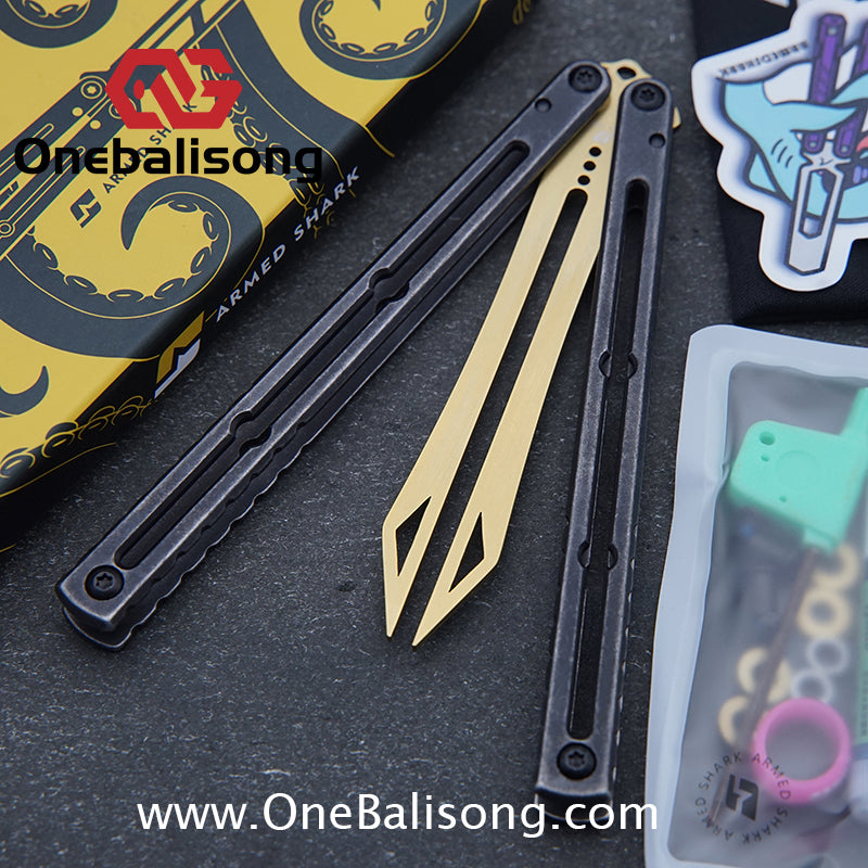 ARMED SHARK Tuning Fork Steel Kraken V3 Balisong Clone 3CR13 Stainless Steel Handle Tuning Fork/Stainless Steel Blade Bushings