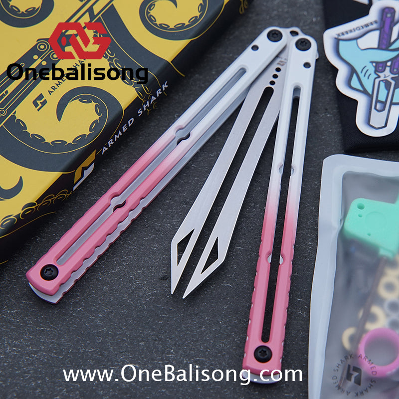 ARMED SHARK Tuning Fork Steel Kraken V3 Balisong Clone 3CR13 Stainless Steel Handle Tuning Fork/Stainless Steel Blade Bushings