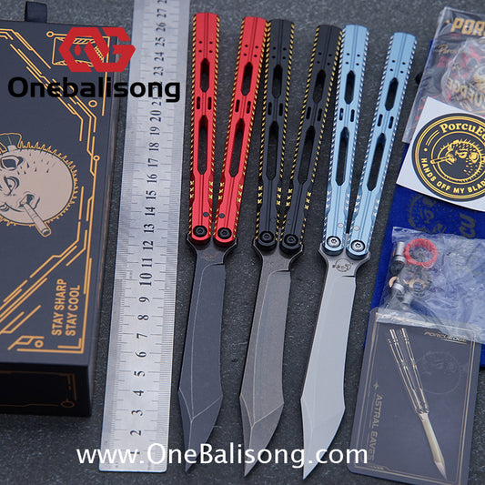 Porcuedge Star Eaves-Ling Xi Original Balisong Aluminum Alloy Handle Stainless Steel Blade Bushing
