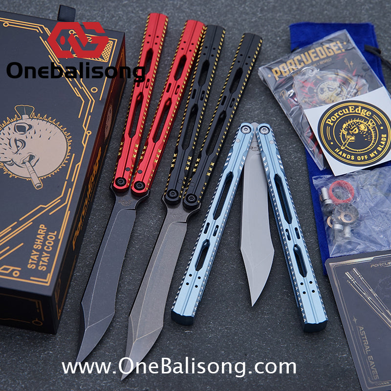 PORCUEDGC Star Eaves-Ling Xi Original Balisong Aluminum Alloy Handle Stainless Steel Blade Bushing