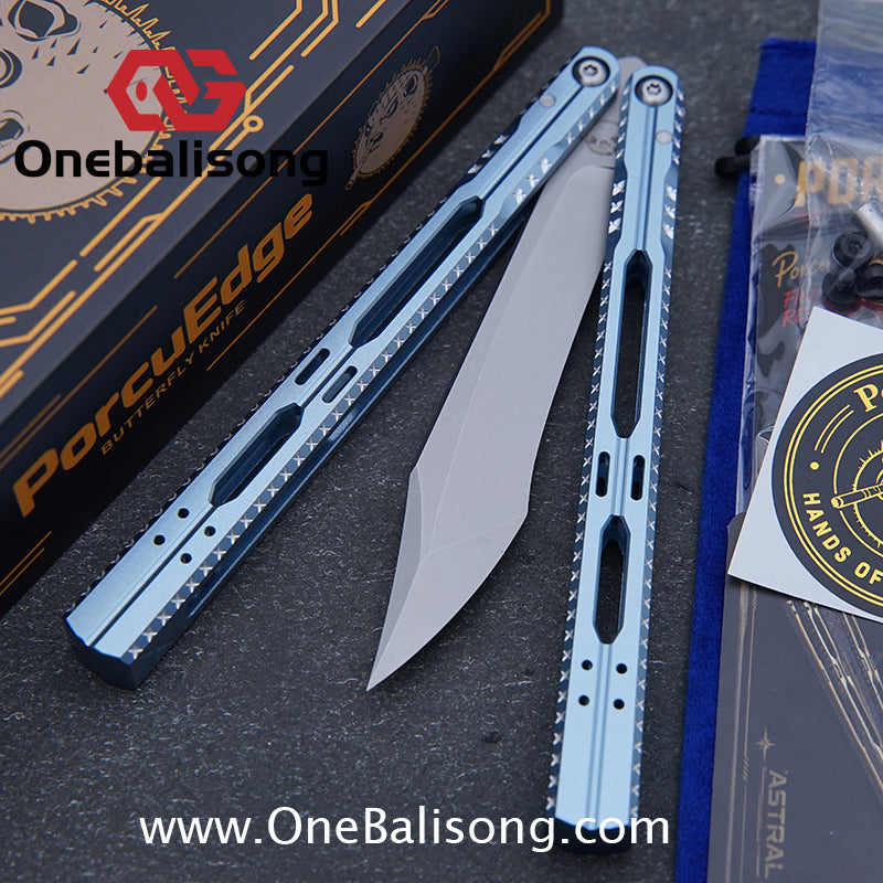PORCUEDGC Star Eaves-Ling Xi Original Balisong Aluminum Alloy Handle Stainless Steel Blade Bushing