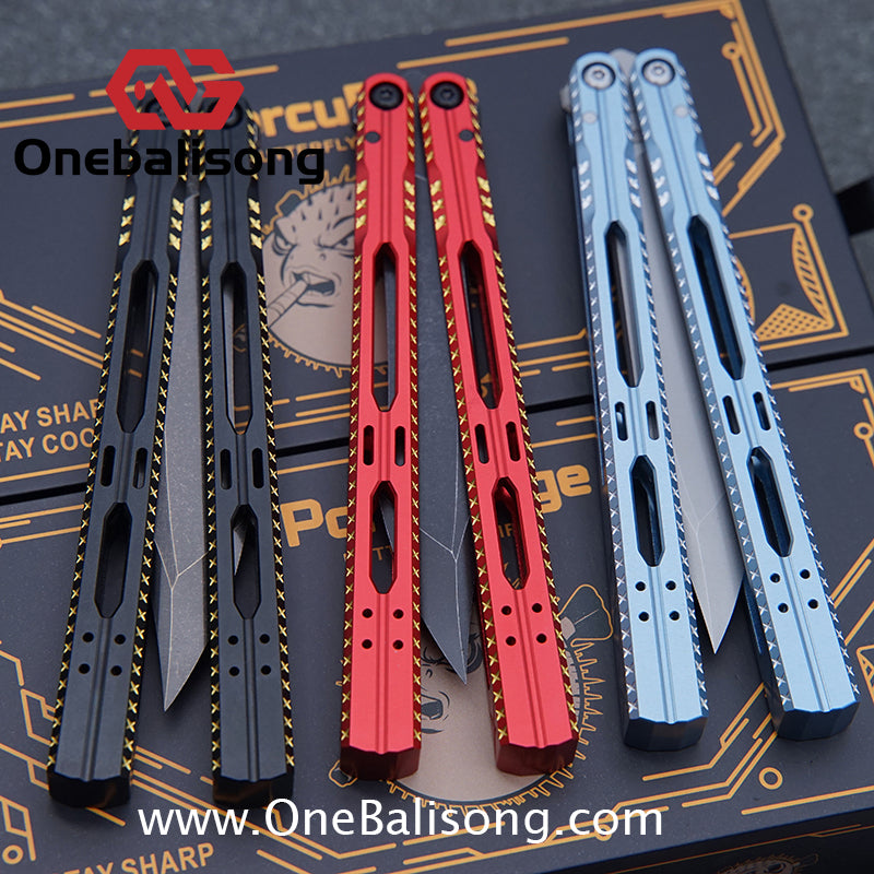 PORCUEDGC Star Eaves-Ling Xi Original Balisong Aluminum Alloy Handle Stainless Steel Blade Bushing