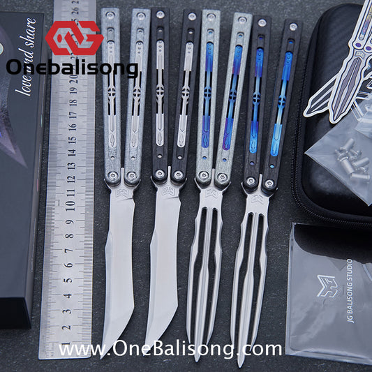 Jiegeng Colored Glaze Original Balisong Titanium Alloy Handle Stainless Steel Blade Bushing