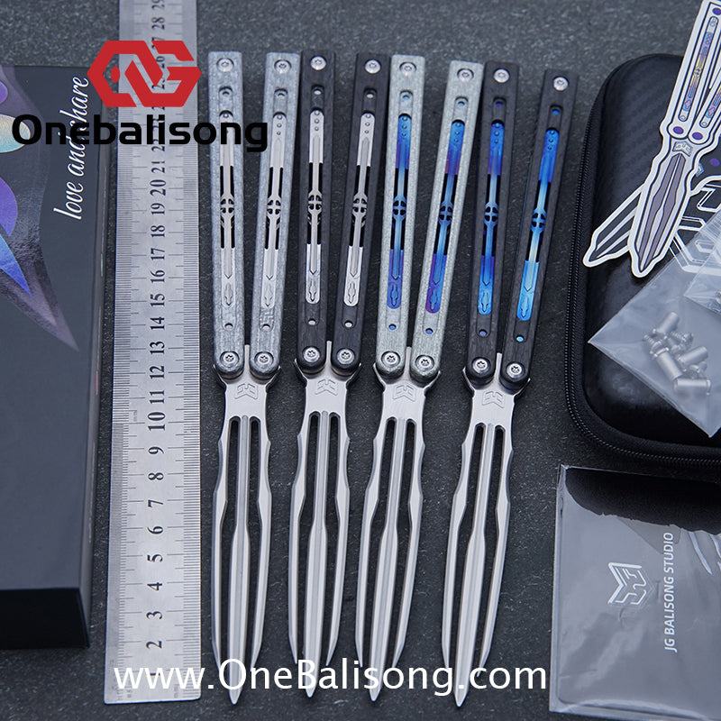 Jiegeng Colored Glaze Original Balisong Titanium Alloy Handle Stainless Steel Blade Bushing