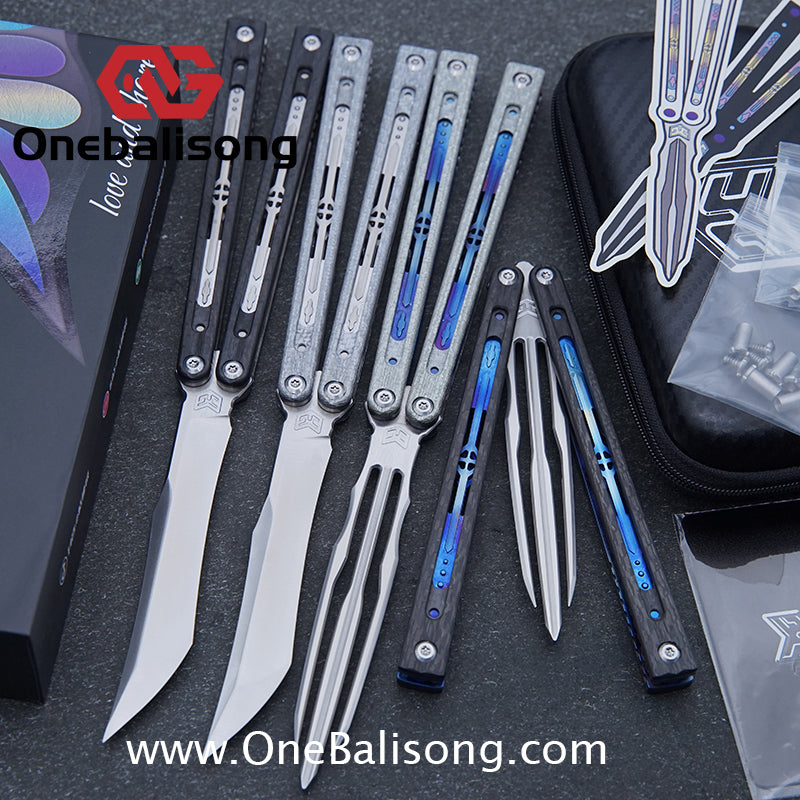 Jiegeng Colored Glaze Original Balisong Titanium Alloy Handle Stainless Steel Blade Bushing