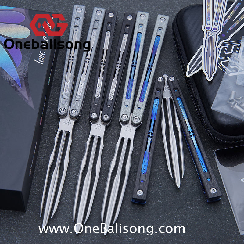 Jiegeng Colored Glaze Original Balisong Titanium Alloy Handle Stainless Steel Blade Bushing