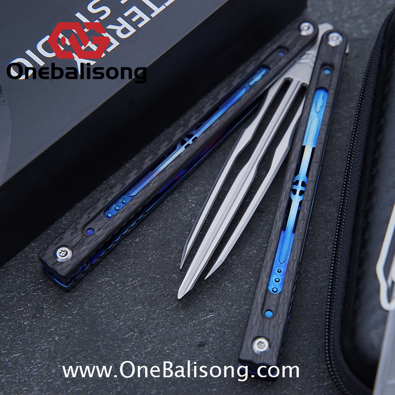 Jiegeng Colored Glaze Original Balisong Titanium Alloy Handle Stainless Steel Blade Bushing