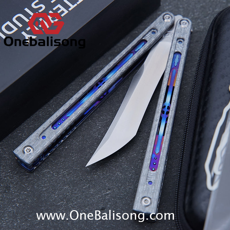 Jiegeng Colored Glaze Original Balisong Titanium Alloy Handle Stainless Steel Blade Bushing