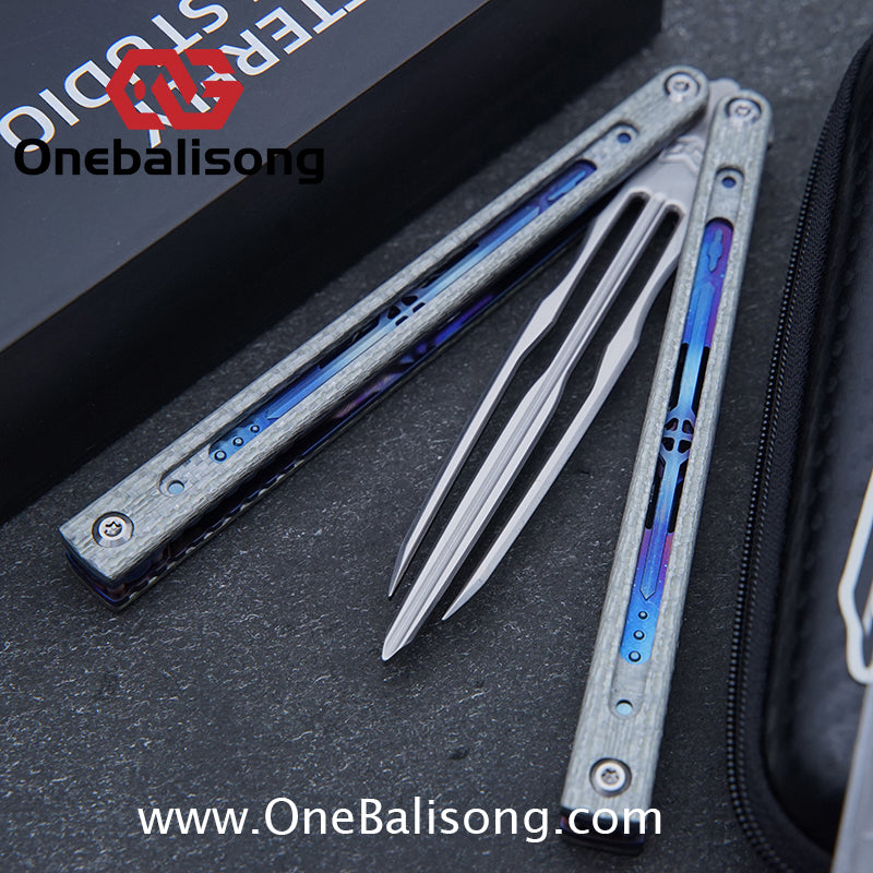 Jiegeng Colored Glaze Original Balisong Titanium Alloy Handle Stainless Steel Blade Bushing