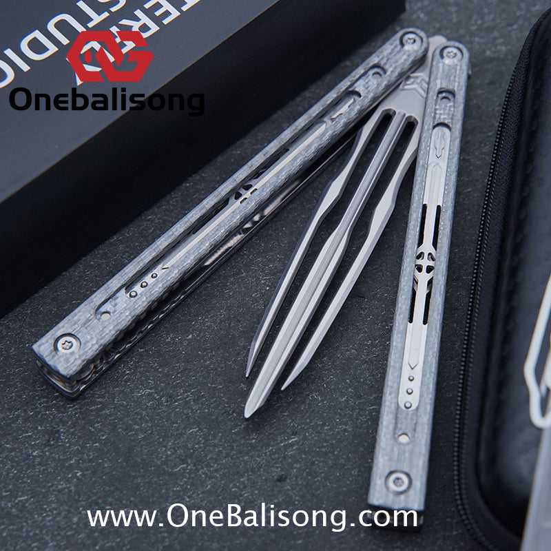 Jiegeng Colored Glaze Original Balisong Titanium Alloy Handle Stainless Steel Blade Bushing