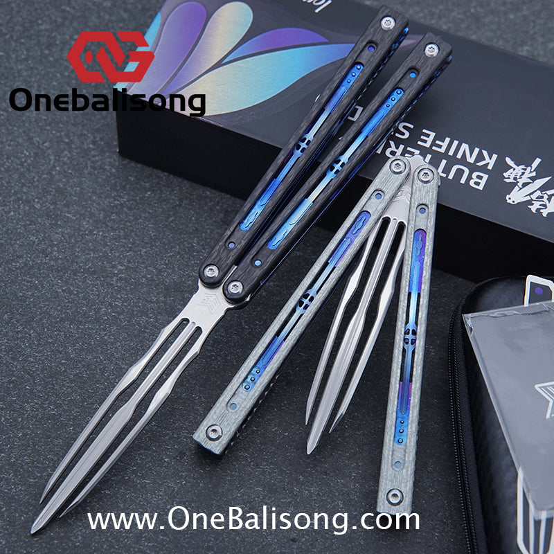 Jiegeng Colored Glaze Original Balisong Titanium Alloy Handle Stainless Steel Blade Bushing
