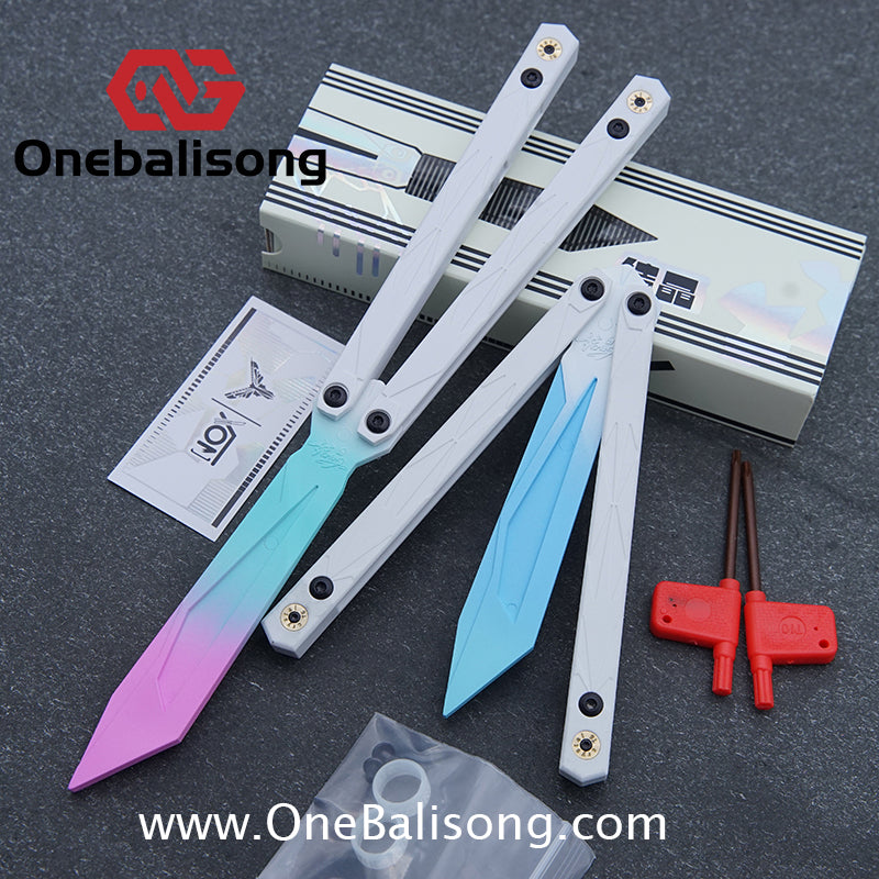 YY Crystallize Balisong Plastic Trainer Outdoor Safe EDC Practice Knife Fancy Folding Knife