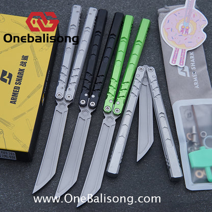 ARMED SHARK E-volve Hex Balisong Clone 7075 Aluminum Alloy Handle 440c Stainless Steel Blade Bushing