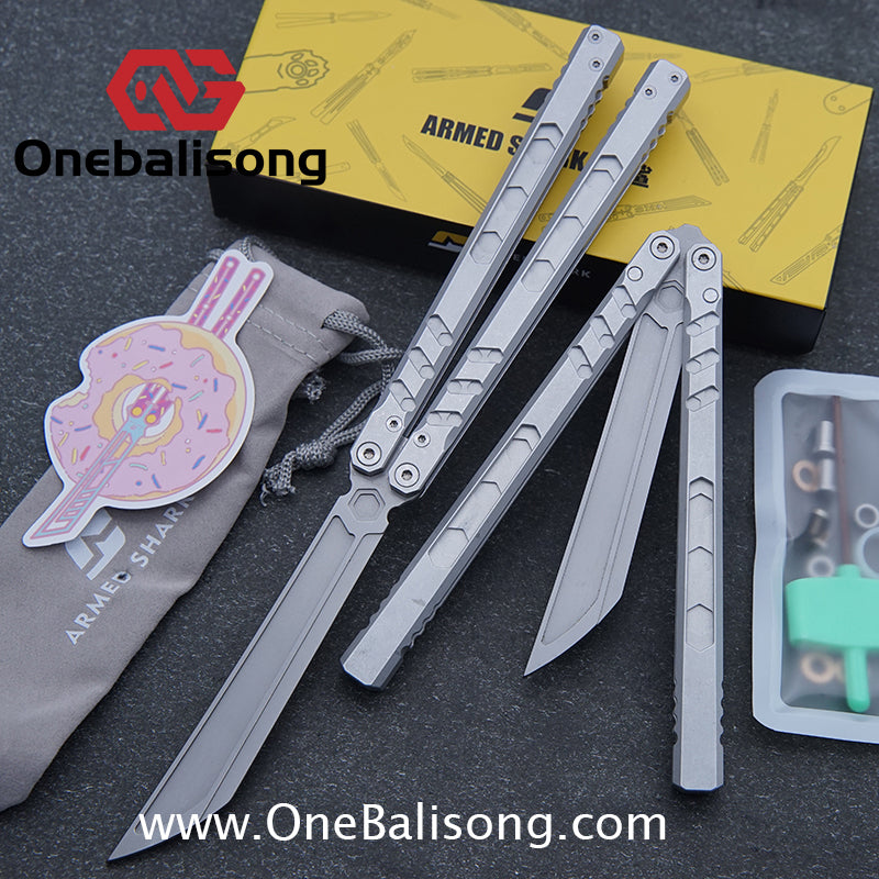 ARMED SHARK E-volve Hex Balisong Clone 7075 Aluminum Alloy Handle 440c Stainless Steel Blade Bushing