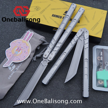 ARMED SHARK E-volve Hex Balisong Clone 7075 Aluminum Alloy Handle 440c Stainless Steel Blade Bushing