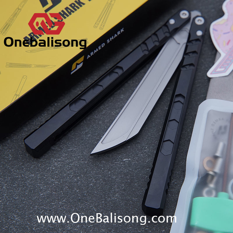 ARMED SHARK E-volve Hex Balisong Clone 7075 Aluminum Alloy Handle 440c Stainless Steel Blade Bushing