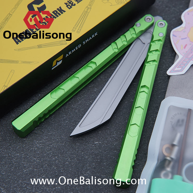 ARMED SHARK E-volve Hex Balisong Clone 7075 Aluminum Alloy Handle 440c Stainless Steel Blade Bushing