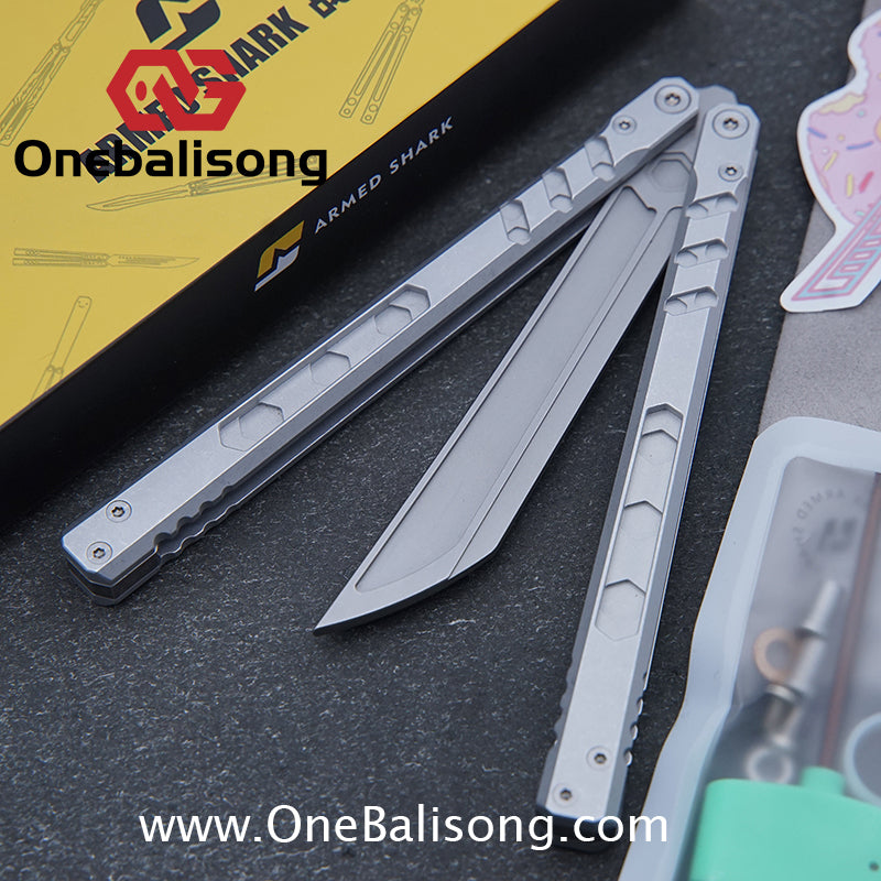 ARMED SHARK E-volve Hex Balisong Clone 7075 Aluminum Alloy Handle 440c Stainless Steel Blade Bushing