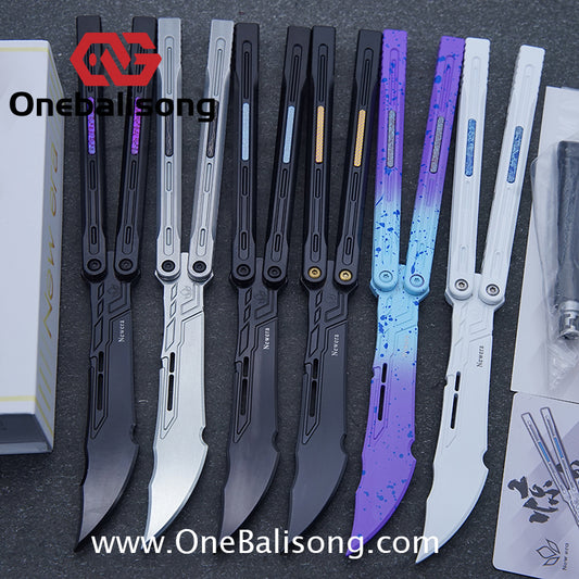 Newera JHong Original Balisong 7075 Aluminum TC4 Titanium Alloy Patch Handle 7075 Aluminum Blade Trainer Bushing