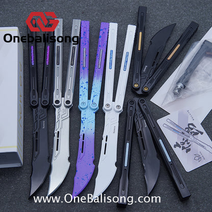 Newera JHong Original Balisong 7075 Aluminum TC4 Titanium Alloy Patch Handle 7075 Aluminum Blade Trainer Bushing