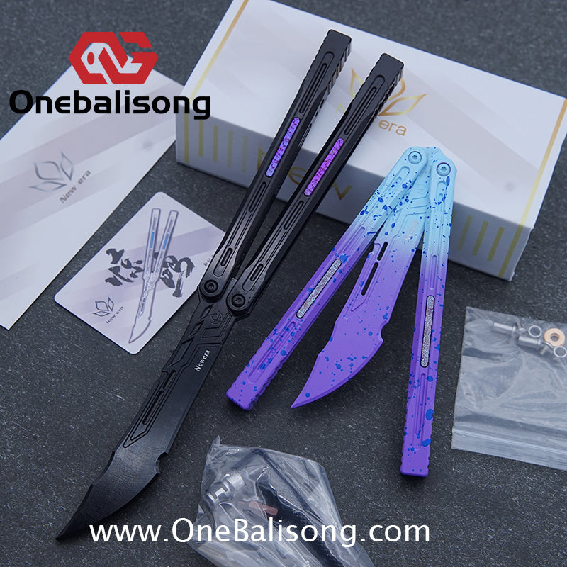 Newera JHong Original Balisong 7075 Aluminum TC4 Titanium Alloy Patch Handle 7075 Aluminum Blade Trainer Bushing