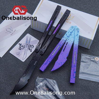 Newera JHong Original Balisong 7075 Aluminum TC4 Titanium Alloy Patch Handle 7075 Aluminum Blade Trainer Bushing