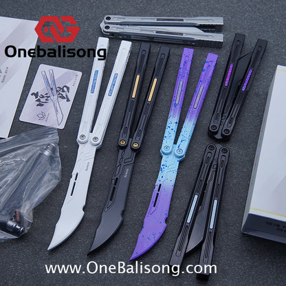 Newera JHong Original Balisong 7075 Aluminum TC4 Titanium Alloy Patch Handle 7075 Aluminum Blade Trainer Bushing