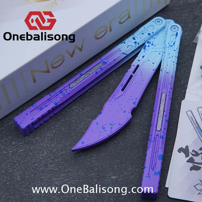 Newera JHong Original Balisong 7075 Aluminum TC4 Titanium Alloy Patch Handle 7075 Aluminum Blade Trainer Bushing