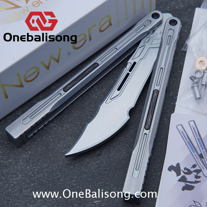 Newera JHong Original Balisong 7075 Aluminum TC4 Titanium Alloy Patch Handle 7075 Aluminum Blade Trainer Bushing