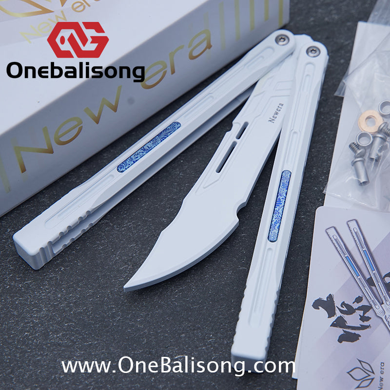 Newera JHong Original Balisong 7075 Aluminum TC4 Titanium Alloy Patch Handle 7075 Aluminum Blade Trainer Bushing