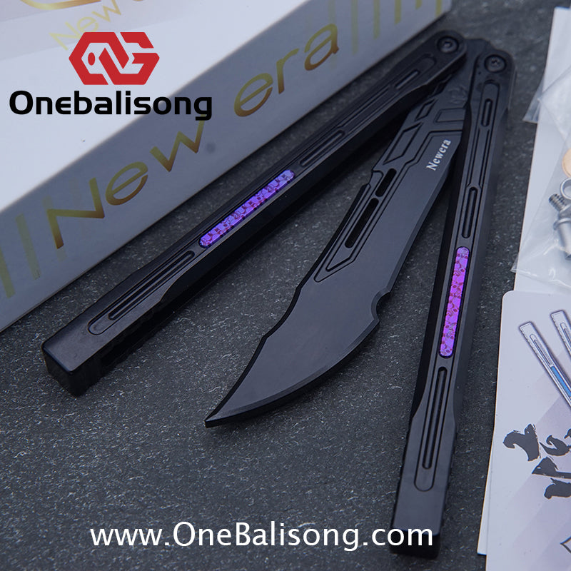 Newera JHong Original Balisong 7075 Aluminum TC4 Titanium Alloy Patch Handle 7075 Aluminum Blade Trainer Bushing