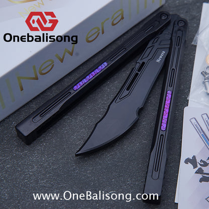 Newera JHong Original Balisong 7075 Aluminum TC4 Titanium Alloy Patch Handle 7075 Aluminum Blade Trainer Bushing