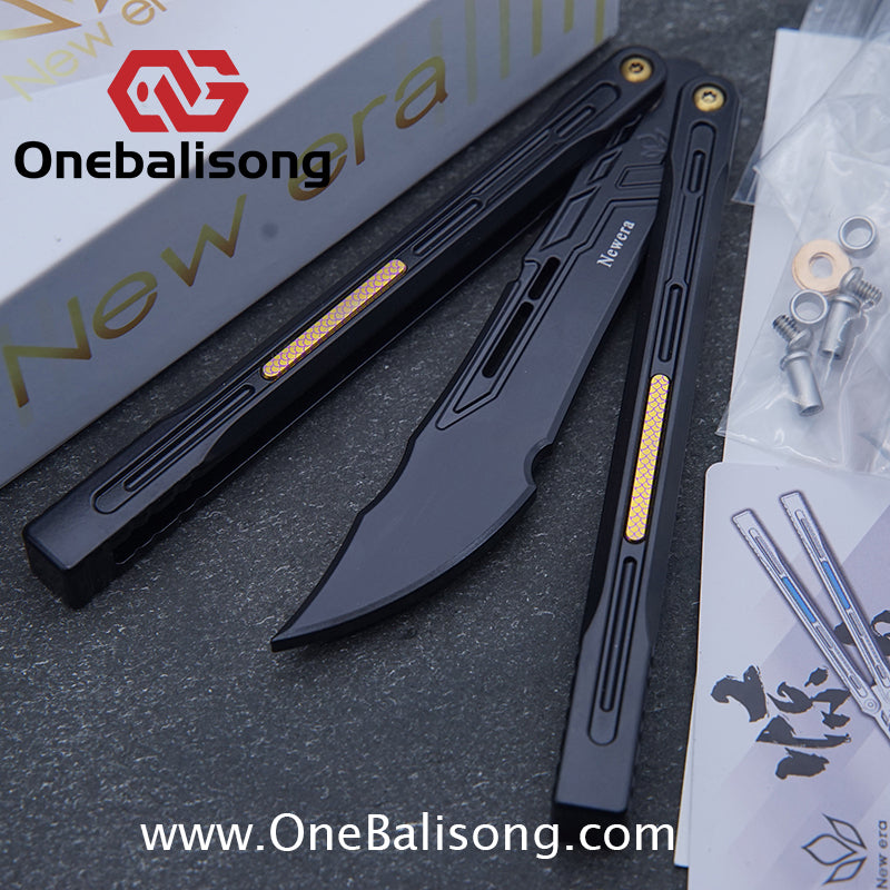 Newera JHong Original Balisong 7075 Aluminum TC4 Titanium Alloy Patch Handle 7075 Aluminum Blade Trainer Bushing