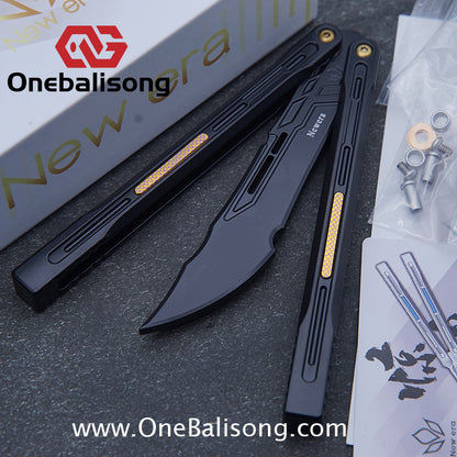 Newera JHong Original Balisong 7075 Aluminum TC4 Titanium Alloy Patch Handle 7075 Aluminum Blade Trainer Bushing