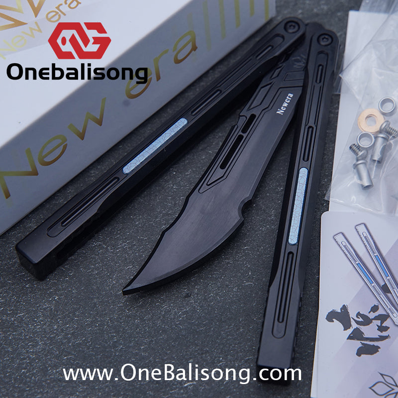 Newera JHong Original Balisong 7075 Aluminum TC4 Titanium Alloy Patch Handle 7075 Aluminum Blade Trainer Bushing