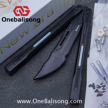 Newera JHong Original Balisong 7075 Aluminum TC4 Titanium Alloy Patch Handle 7075 Aluminum Blade Trainer Bushing